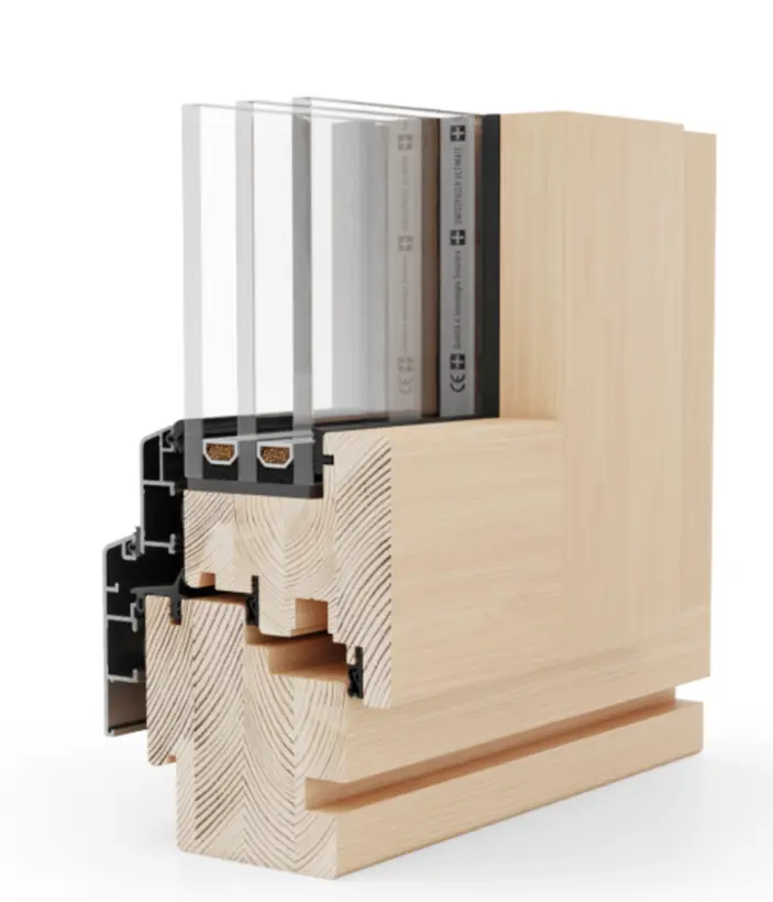 Profilo in legno-alluminio con triplo vetro